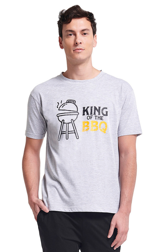 Gianna Мъжка пижама Sorbetto сива – къси ръкави, шорти, щампа, памук