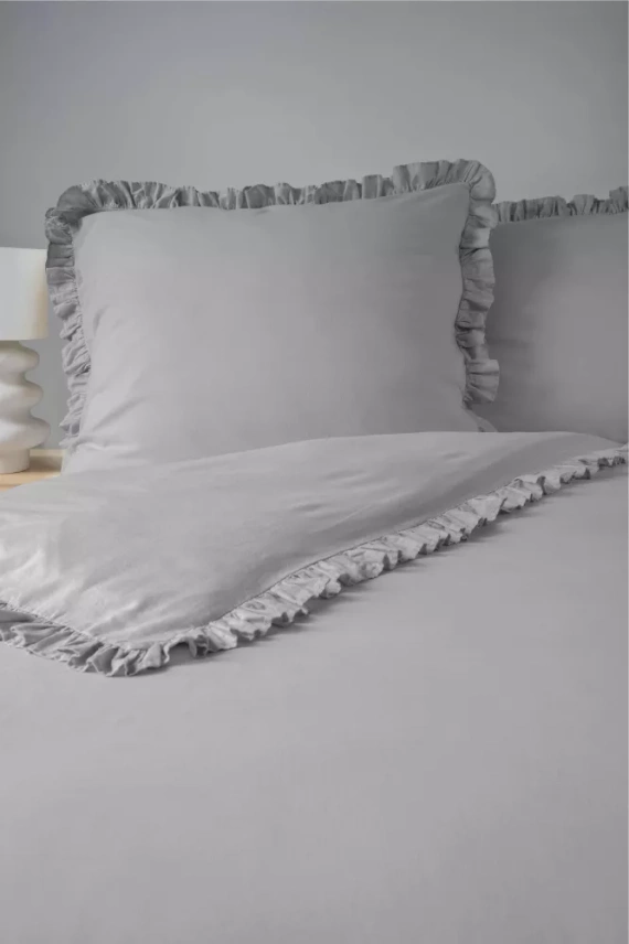 Pure 23 Едноцветно памучно спално бельо Detexpol светло сиво