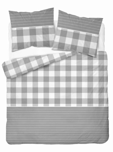 5083 B Home Satin Detexpol спално бельо от сив кариран сатен