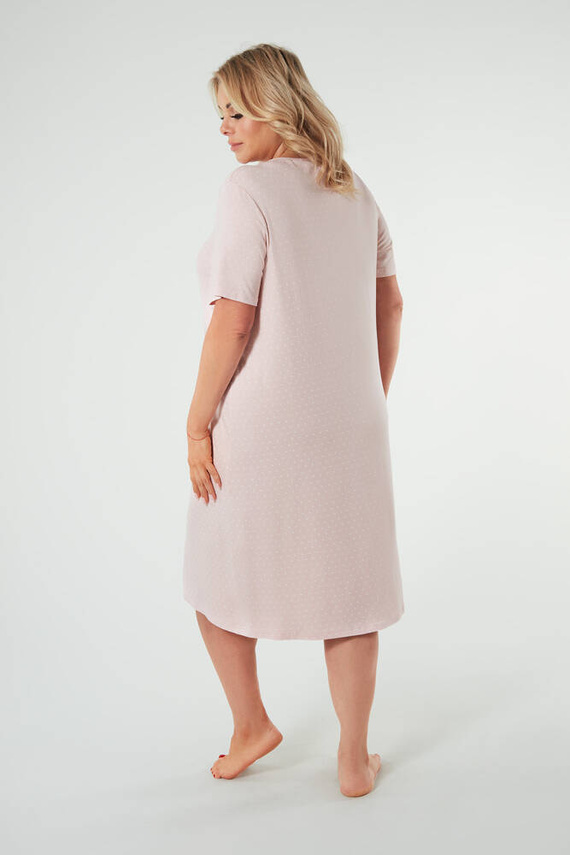 Puntini Дамска нощница с къс ръкав Италианска мода - прахообразно розово 