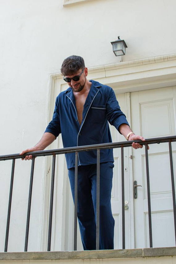 729 Norberto Мъжка пижама De Lafense - тъмно синьо