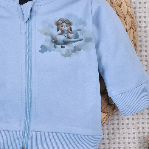 NINI Baby Bear Pilot бебешки органичен суитшърт с цип ABN-5751/BLE