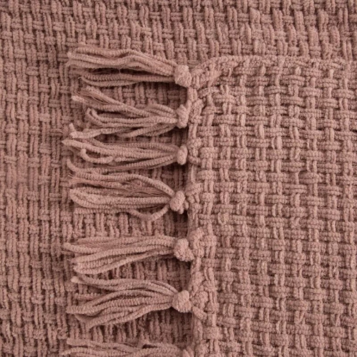 Сузи Одеяло, тъкано кувертюра с ресни, евро перде, пудра