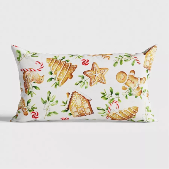 TBN016 Коледна възглавница Gingerbread Marquisette бяла