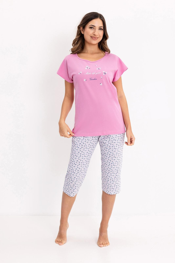 Дамска пижама 735 Regina – памучна, къс ръкав, панталон 3/4 | Лекота и комфорт
