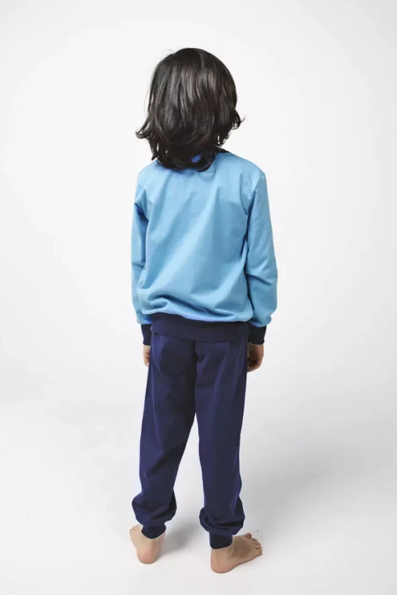 Remek Пижама за момчета с дълъг ръкав и дълъг панталон Италианска мода - синя