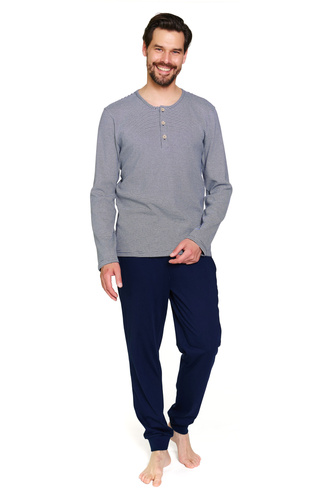 Doctor Nap 7353 – Мъжка памучна пижама с копчета | Полско производство - къпина