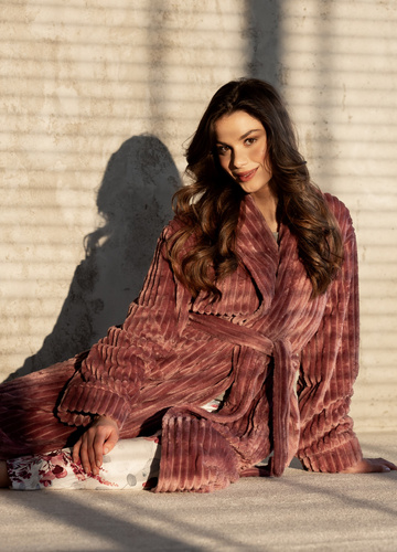 One And Only Дълъг дамски халат Momenti Per Me рубинена роза