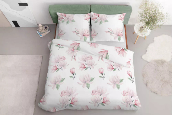 5034 A Спално бельо от микрофибър с цветя Detexpol розово