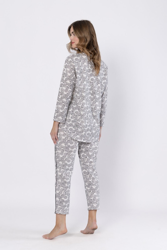 1609 Пижама Bronia Leveza черна - класическа, закопчана, дълги ръкави