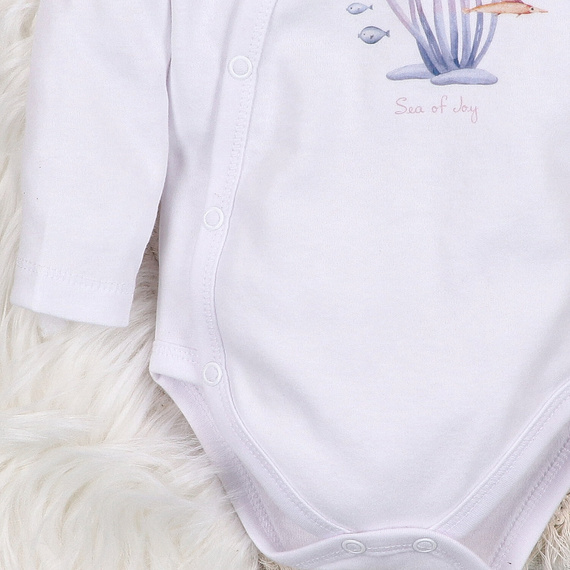 ABN-5472 Боди с дълги ръкави Underwater World Nini бяло – органичен памук, за бебета