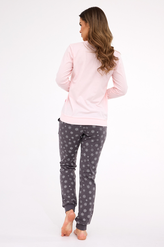 163/461 Дамска пижама Snow Cornette, розова - памук, дълъг ръкав | Комфорт и зимен стил