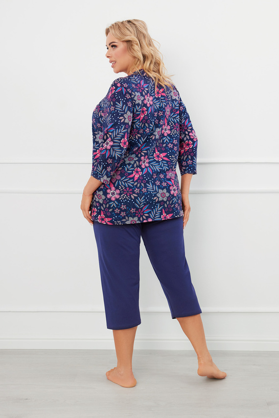 Дамска пижама Topana 3/4 ръкав, 3/4 панталон Италианска мода - принт/зелено