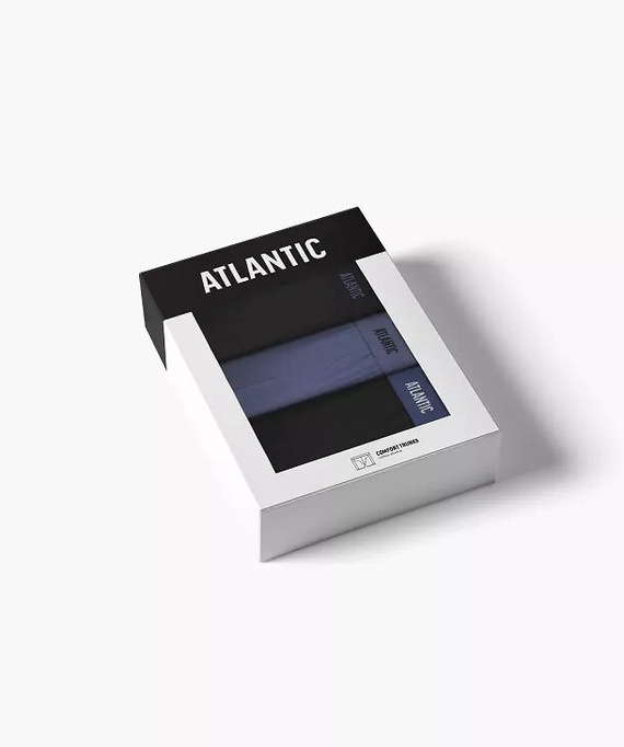 Мъжки боксерки Atlantic 3MH-0177 A3 3 броя, черен-дънков – памучни, с дълъг крачол