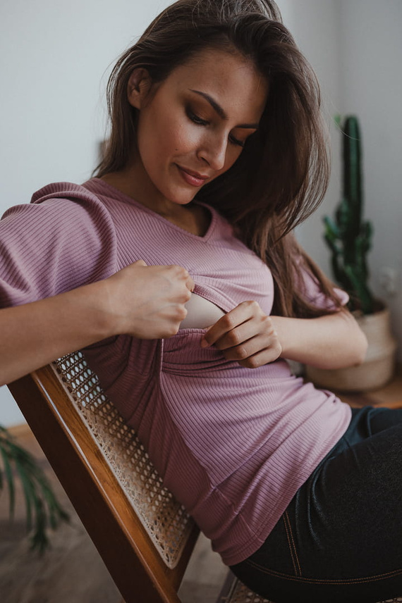 Блуза за бременни и кърмене Milk&Love Milky Puff рипс буфан ръкав