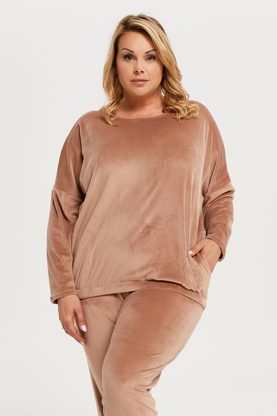 Дълъг комплект за жени. ръкав, дължина. панталон Italian Fashion - бежов