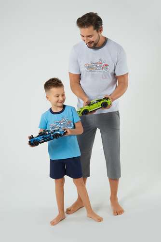 Junak Мъжки панталони с къс ръкав и 3/4 италианска мода - j.mélange/r.меланж