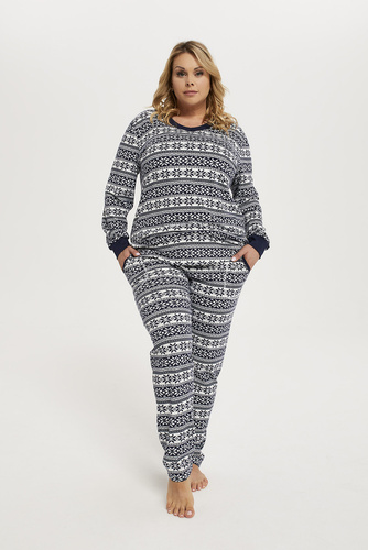 Alaska Дамска пижама с дълъг ръкав и дълъг панталон Италианска мода - принт/зелено