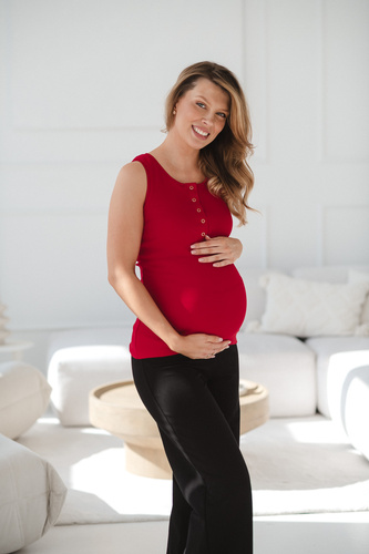 Блуза за бременни и кърмене Tummy Milk&Love рипсена памук red