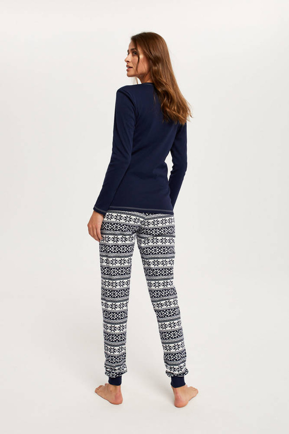 Arktyka Дамска пижама с дълъг ръкав и дълъг панталон Италианска мода - тъмносиньо/принт