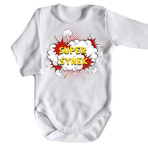 Боди с дълъг ръкав "SUPER SYN" Moocha бял ver2