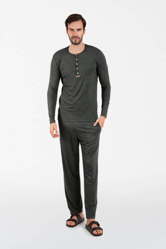 Amigo Мъжка пижама с дълъг ръкав и дълъг панталон Италианска мода - тъмен меланж