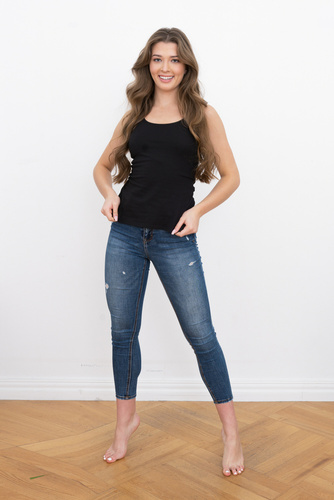 Ibiza Дамска риза с широки рамене Италианска мода - черна