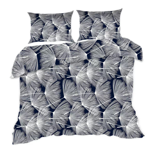 1727N Класическо памучно спално бельо E24 Karo Dandelions Тъмносиньо Бяло – 100% памук, издръжливо, цветно, комплект от 2 части
