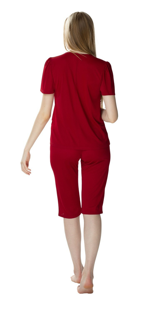 3639 Matylda Дамска пижама Чайка бордо - вискозна коприна, полски продукт, дължина 3/4