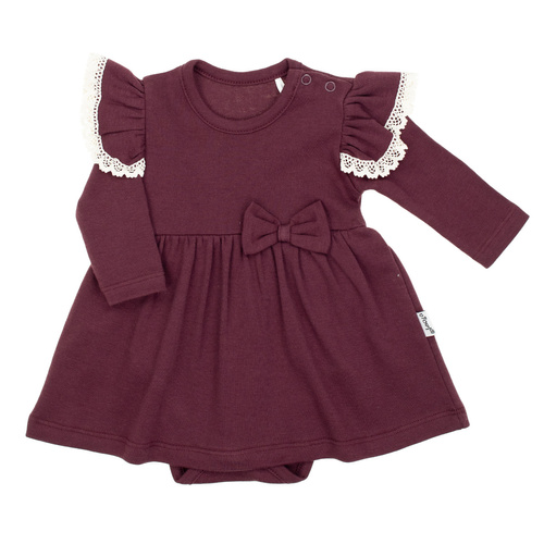 217160 Рокля-боди Alisa Nicol – бордо, дълги ръкави, волани и панделка