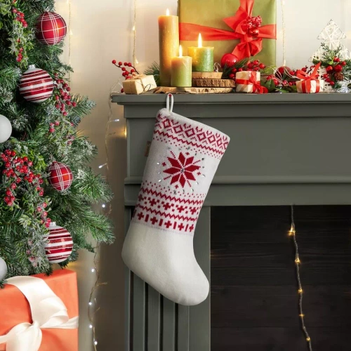 449A Коледен чорап с декорация снежинки, европердета, сребрист