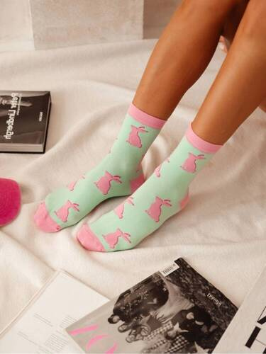 0200-153 Дамски чорапи Rabbit Milena - пастелно зелени