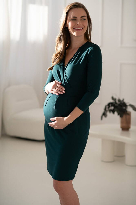 Grow with me Рокля за бременни и кърмачки Milk&Love, бутилковозелена