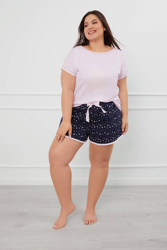 Libra Дамска пижама с къс ръкав, къси панталони Италианска мода - розово/принт 