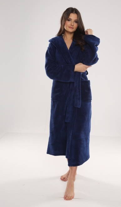 807 Дълъг дамски халат Luna II Forex - морско синьо
