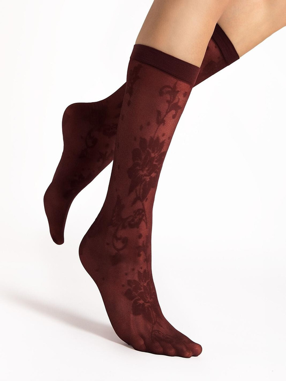 Fiore G1204 Shari Дамски чорапи 20 DEN с флорален десен, цвят Oxblood