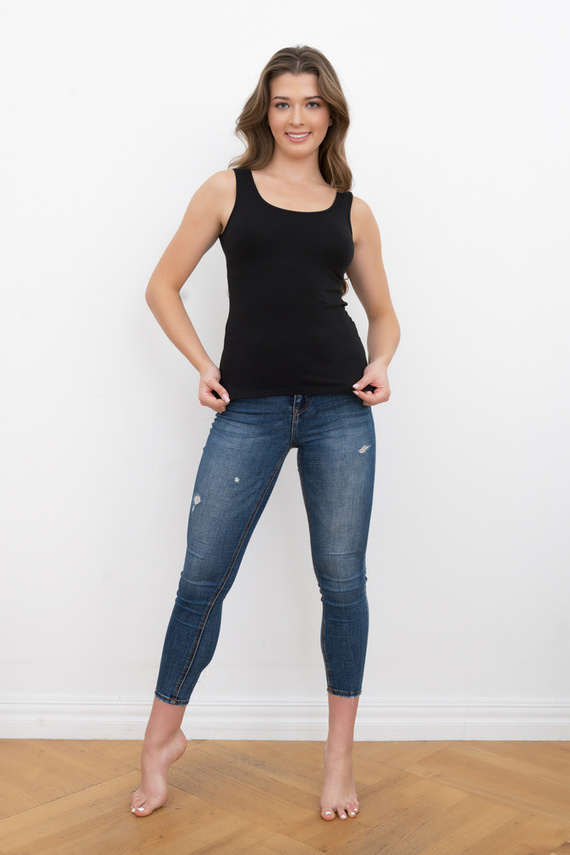 Ibiza Дамска риза с широки рамене Италианска мода - черна