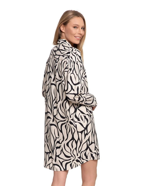 PDK4800-003 Крем нощница Moraj – вискоза, дълги ръкави, закопчаване с копчета