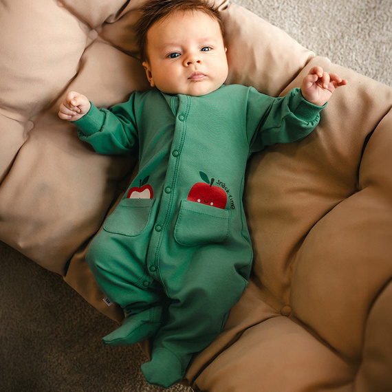 Бебешки гащеризон Eevi Snack Time зелен памук удобен