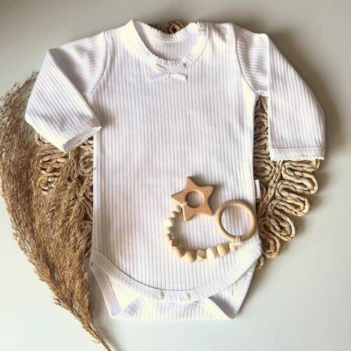 BD082 Prążek Body z długim rękawem Mamatti