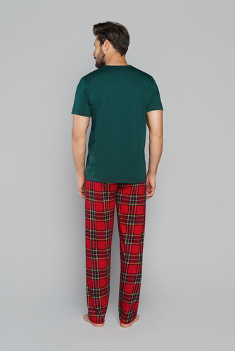 Narwik Мъжка пижама с къс ръкав и дълъг панталон Италианска мода - зелено/принт