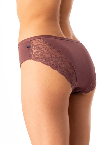 Дамски памучни слипове Key LPC 590 бежово кафяви - комплект от 2 части в кутия удобна кройка