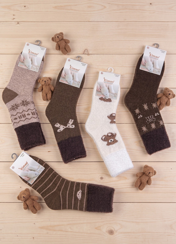 Xintao WiK 3141 wz.5 Дамски чорапи Merino 88% вълна топли-3 кафяви