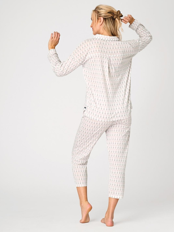 Дамска памучна пижама LNS 879 Key с копчета, бежов, деликатен пастелен десен