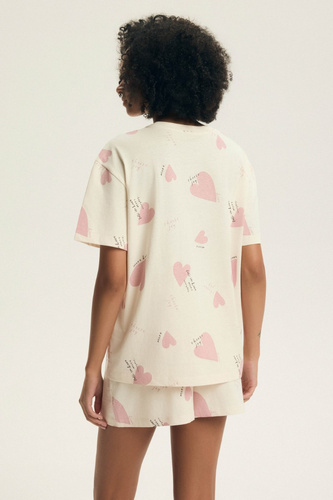 Дамска пижама Elain 44498 Henderson – 100% памук, шорти, сърца