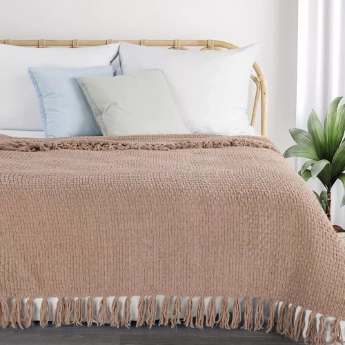 Сузи Одеяло, кувертюра, тъкани с ресни, европердета, бежово