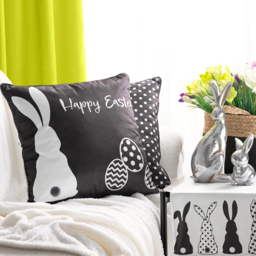 Калъфка за възглавница Пролет 5 Великден с кадифена щампа, европердета, черна