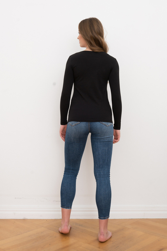 Блуза Ibiza дамска с дълъг ръкав Италианска мода - черна