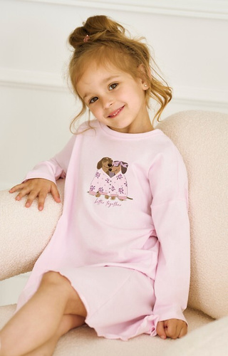 3509 Jasmina Taro pink – памучна нощница за момичета с щампа