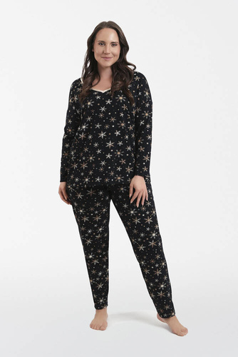 Laponia Дамска пижама с дълъг ръкав и дълъг панталон Италианска мода - принт